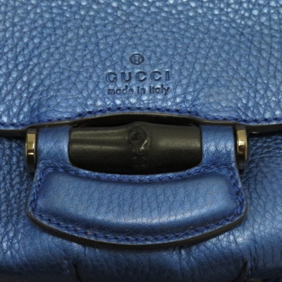 Gucci Nouveau Fringe Bag Blue Metallic Leather - Picture 2 of 8